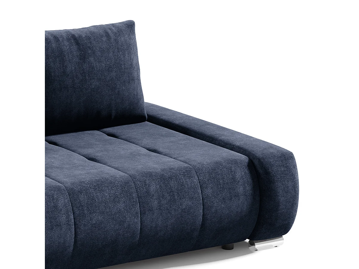 Canapé convertible 3 places avec coffre en tissu bleu nuit JONAS