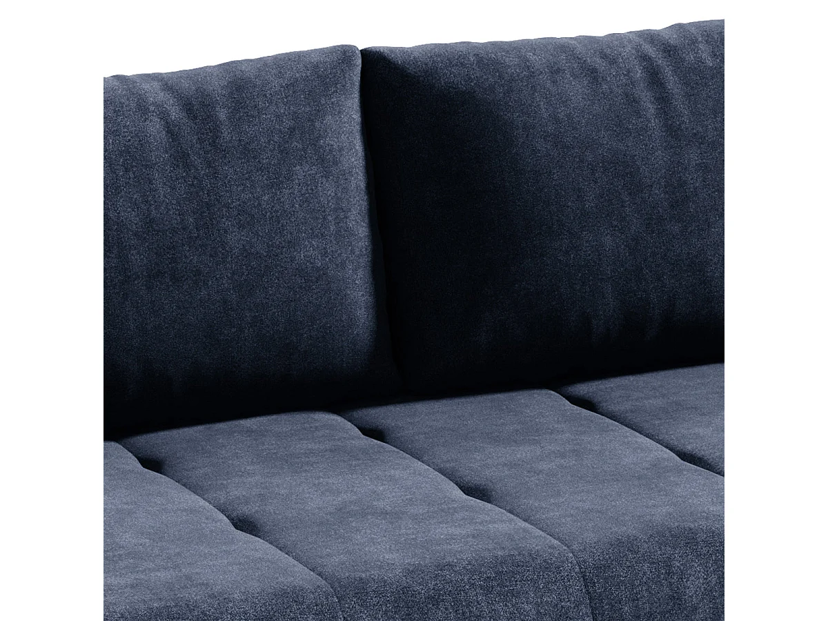 Canapé convertible 3 places avec coffre en tissu bleu nuit JONAS