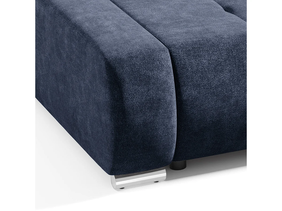 Canapé convertible 3 places avec coffre en tissu bleu nuit JONAS