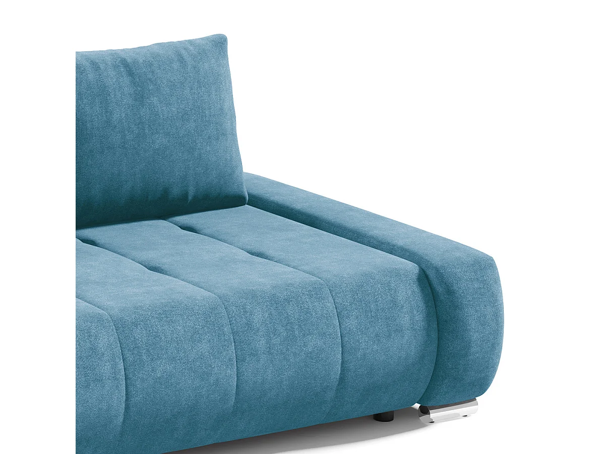 Canapé convertible 3 places avec coffre en tissu bleu JONAS