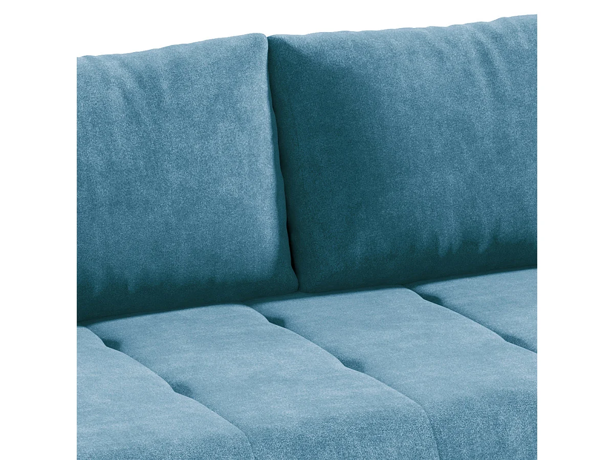Canapé convertible 3 places avec coffre en tissu bleu JONAS