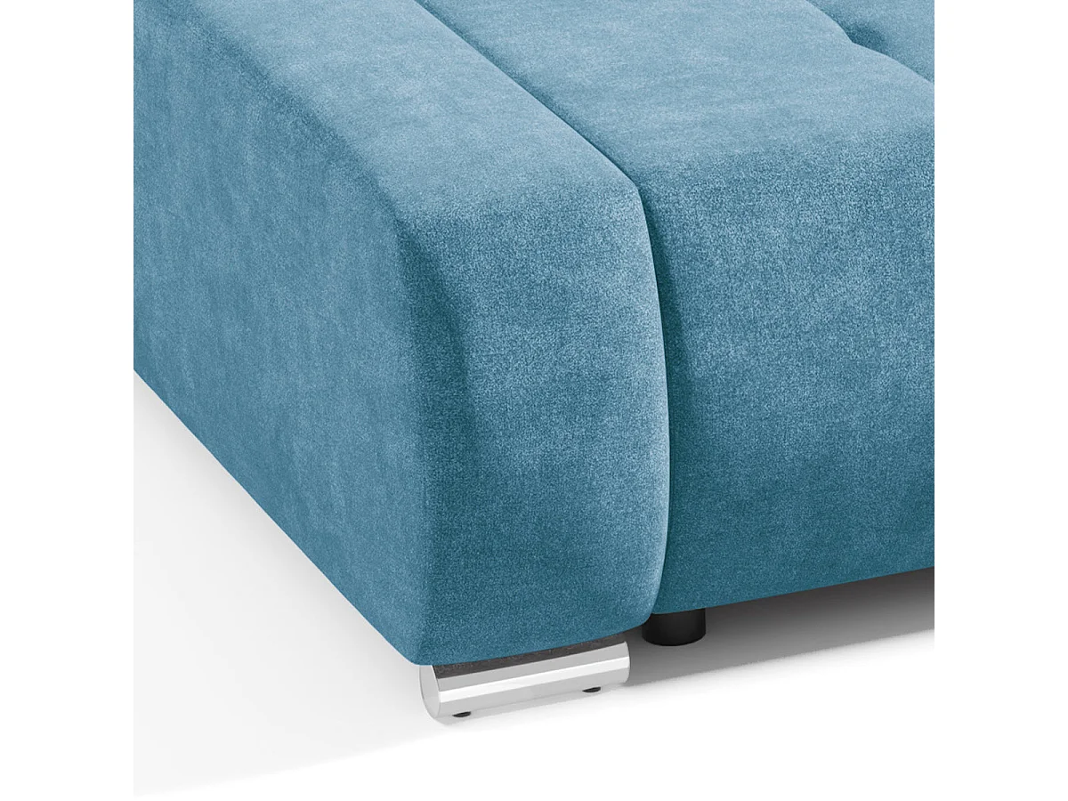 Canapé convertible 3 places avec coffre en tissu bleu JONAS