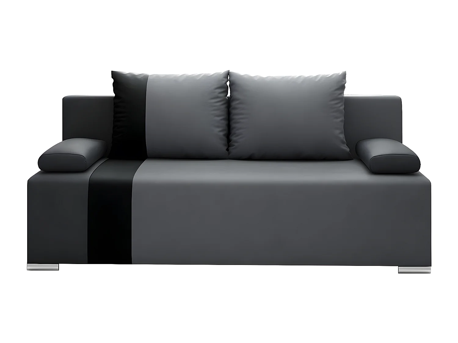 Canapé convertible 3 places avec coffre Loris velours Gris et Noir