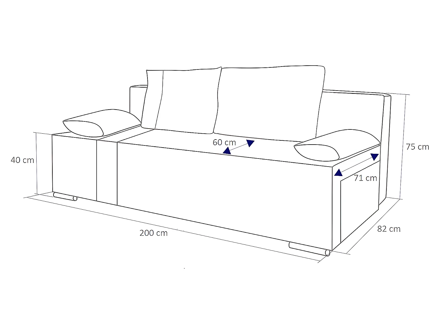 Canapé convertible 3 places avec coffre Loris velours Gris et Noir
