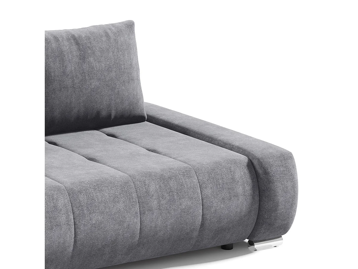 Canapé convertible 3 places avec coffre en tissu gris JONAS