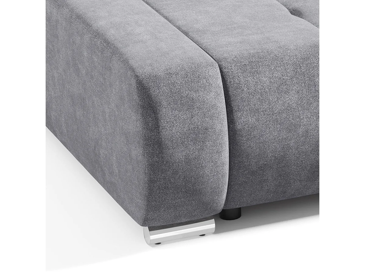 Canapé convertible 3 places avec coffre en tissu gris JONAS