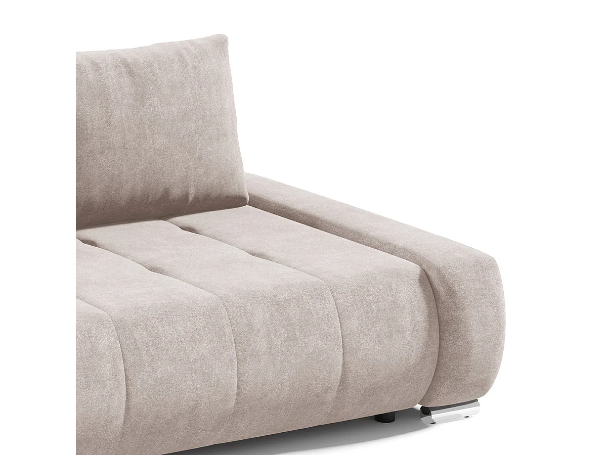 Canapé convertible 3 places avec coffre en tissu creme JONAS