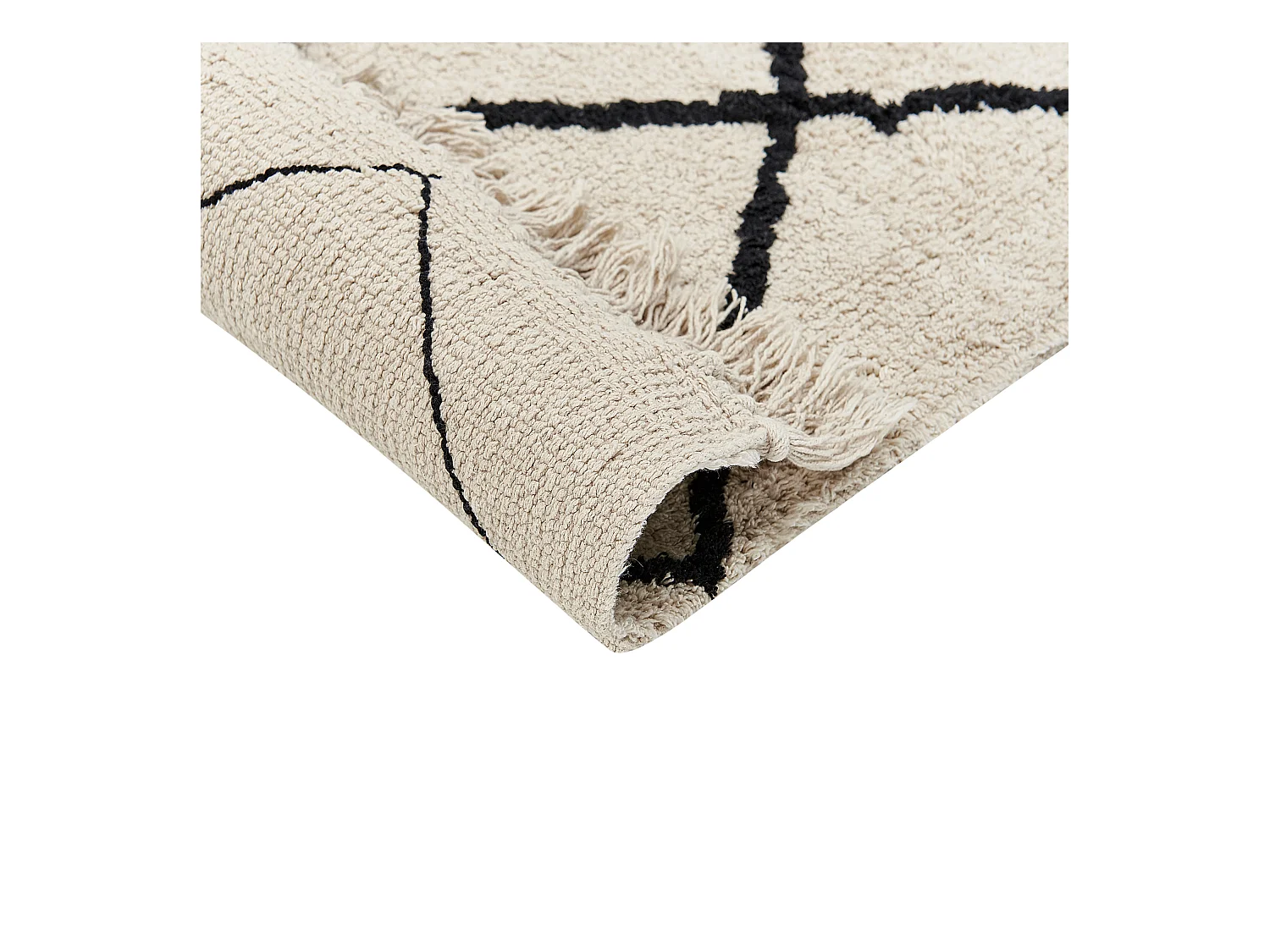 Tapis en coton 200 x 200 cm beige et noir ELDES