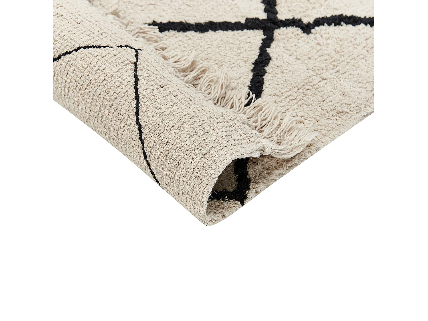 Tapis en coton 200 x 200 cm beige et noir ELDES