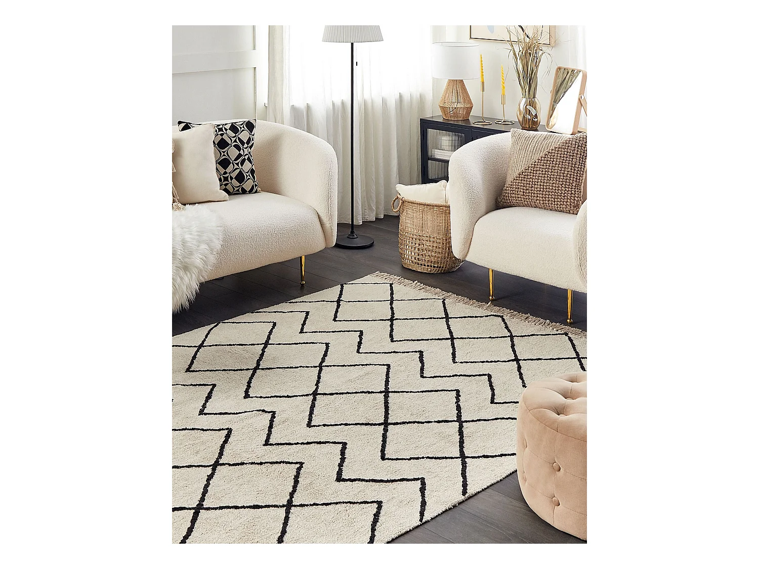 Tapis ELDES Beige 160 x 230 cm Coton