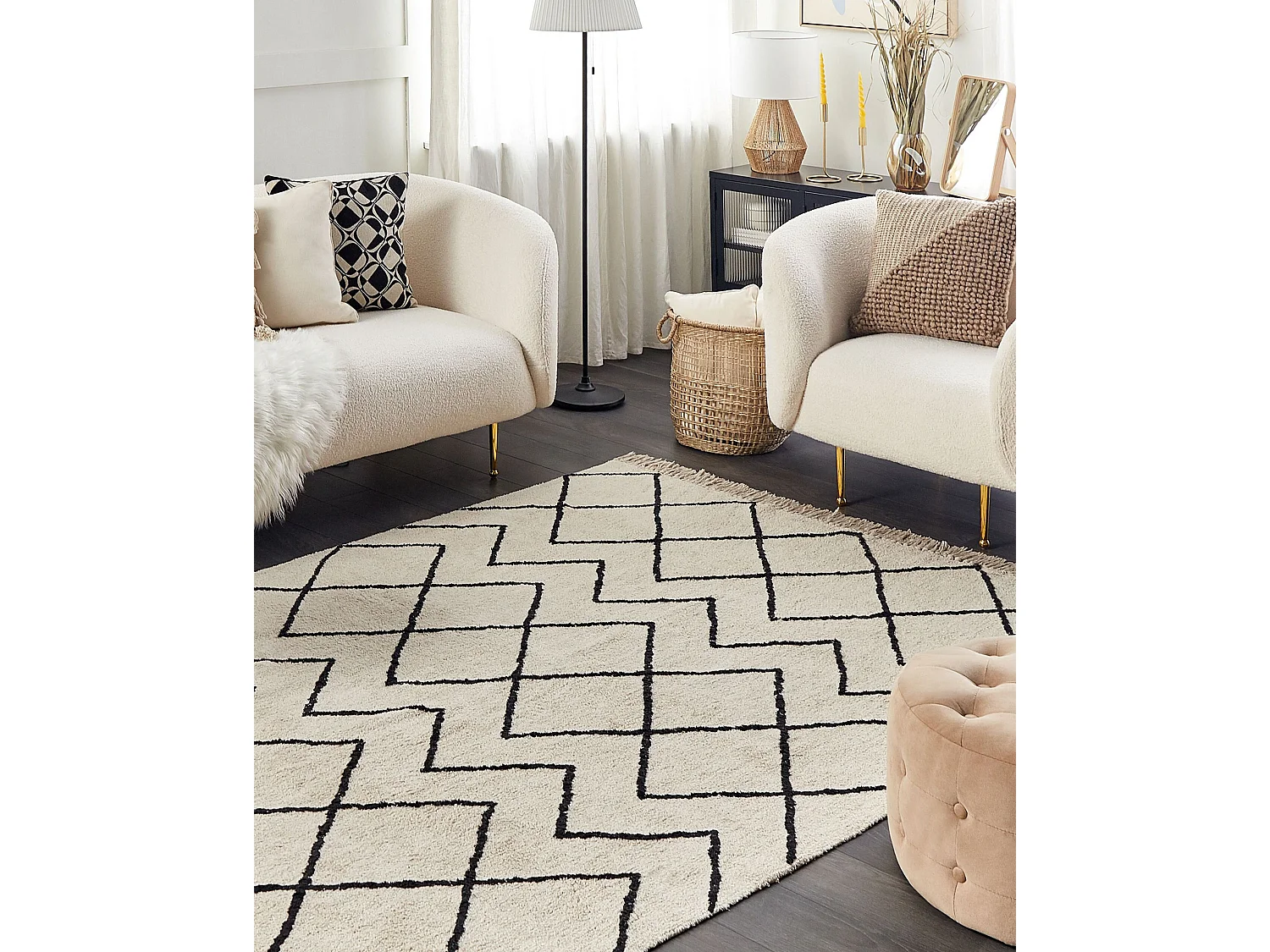 Tapis ELDES Beige 160 x 230 cm Coton