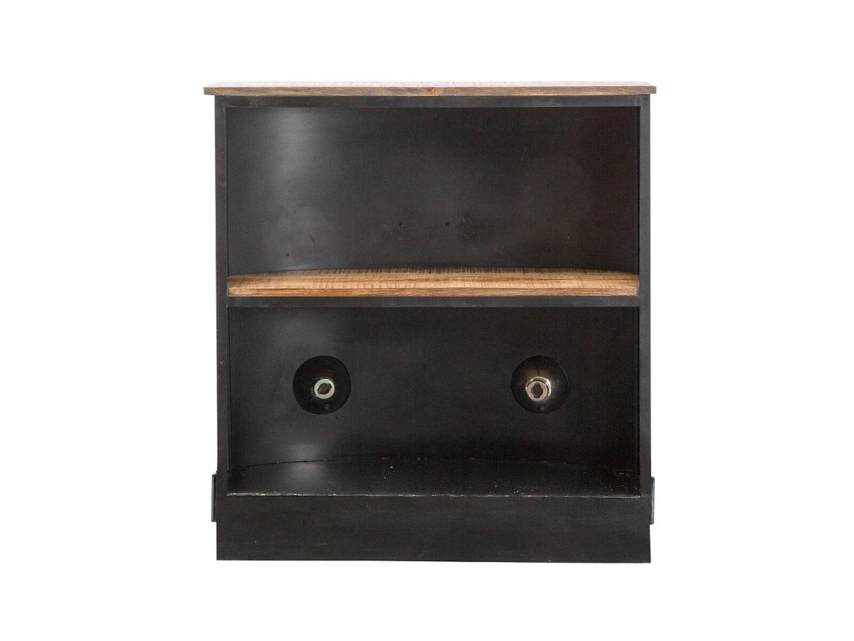 Mueble bar vintage azul con tablero de madera de mango y almacenamiento