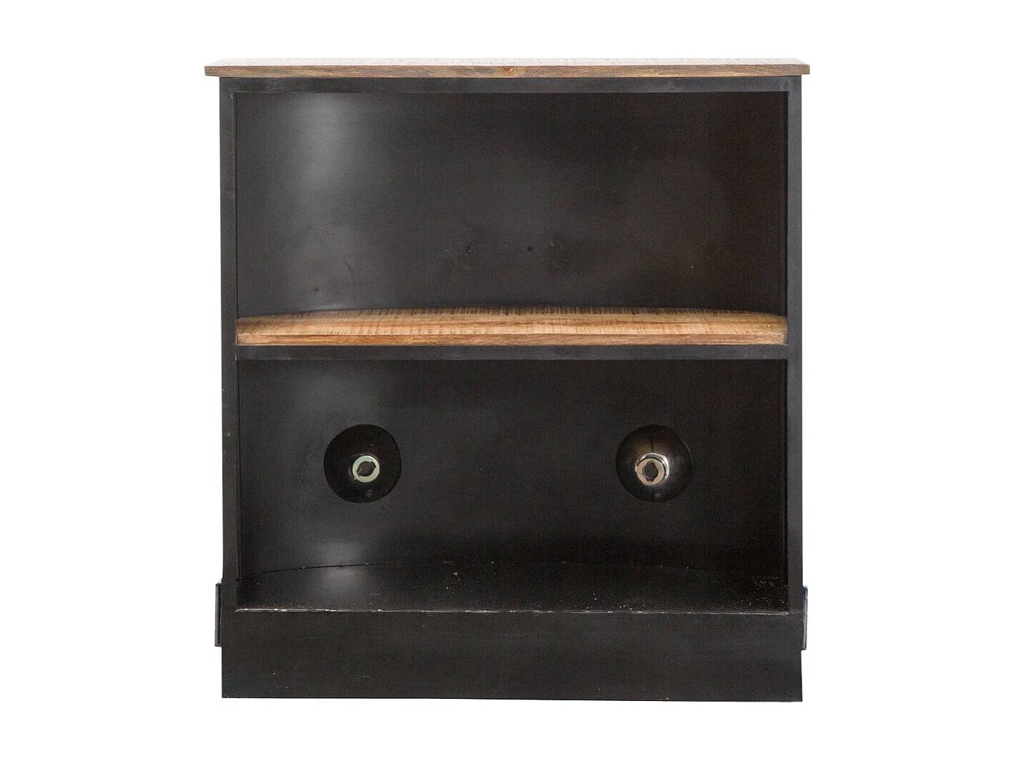 Mueble bar vintage azul con tablero de madera de mango y almacenamiento