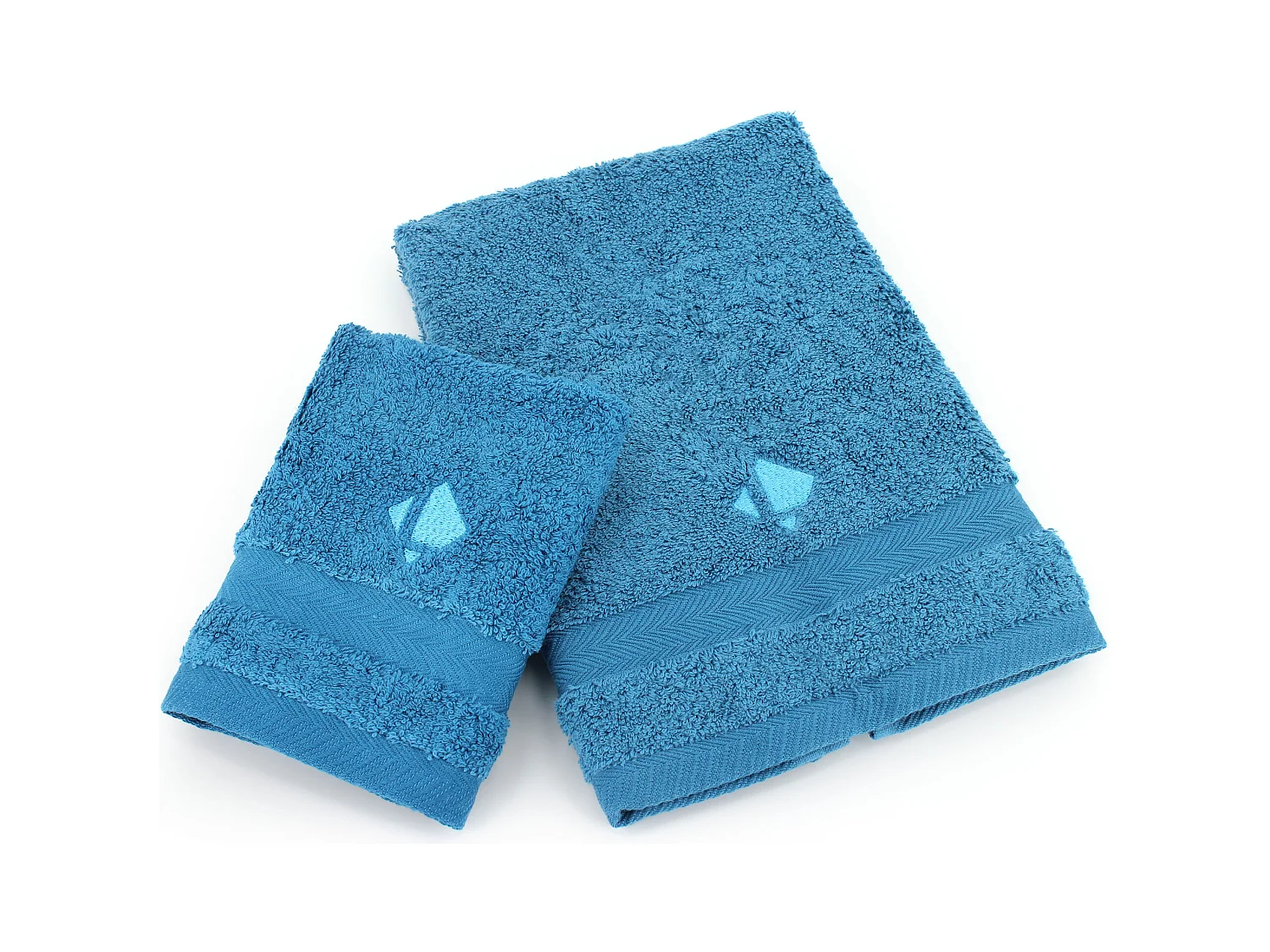 Lot ROYAL CRESENT Serviette 33x33cm et 40x60cm brodée Linnea Bleu Céleste