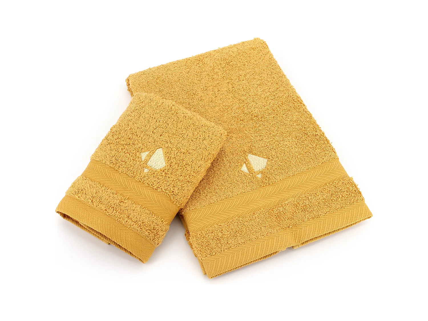 Lot ROYAL CRESENT Serviette 33x33cm et 40x60cm brodée Linnea Jaune Quartz