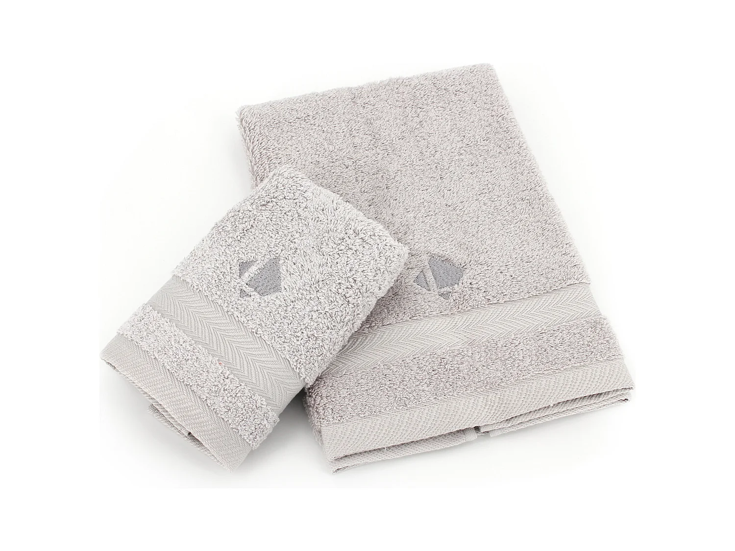 Lot ROYAL CRESENT Serviette 33x33cm et 40x60cm brodée Linnea Gris Platine