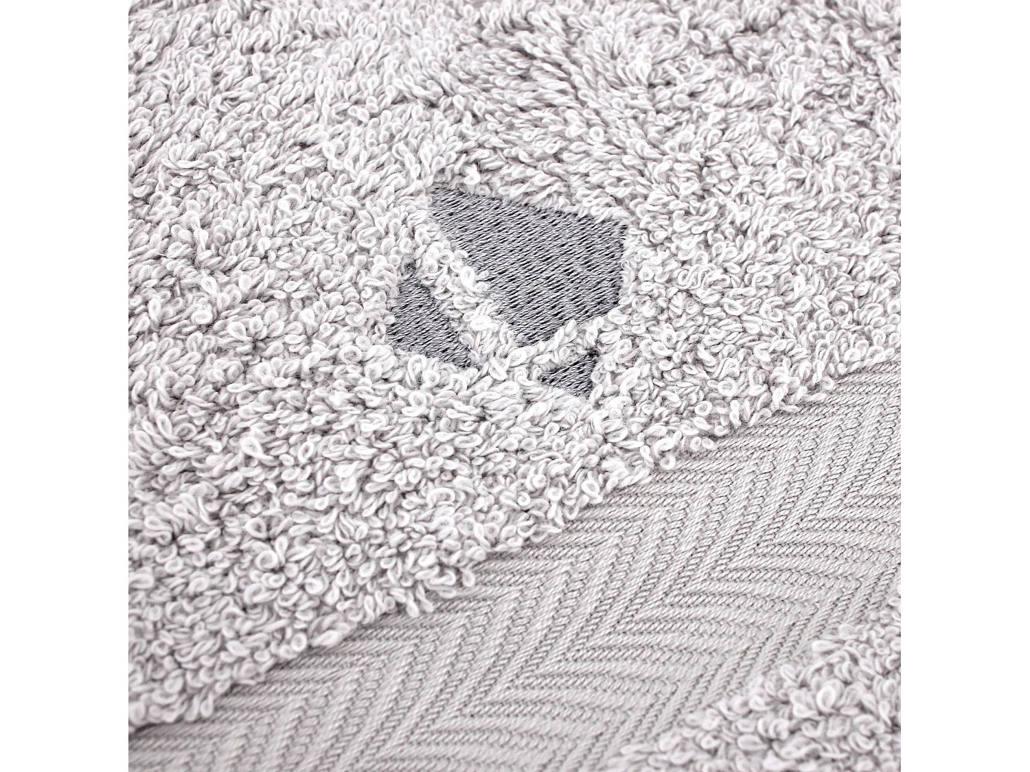 Lot ROYAL CRESENT Serviette 33x33cm et 40x60cm brodée Linnea Gris Platine