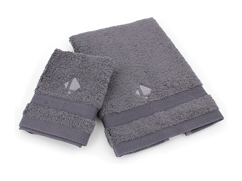 Lot ROYAL CRESENT Serviette 33x33cm et 40x60cm brodée Linnea gris Acier