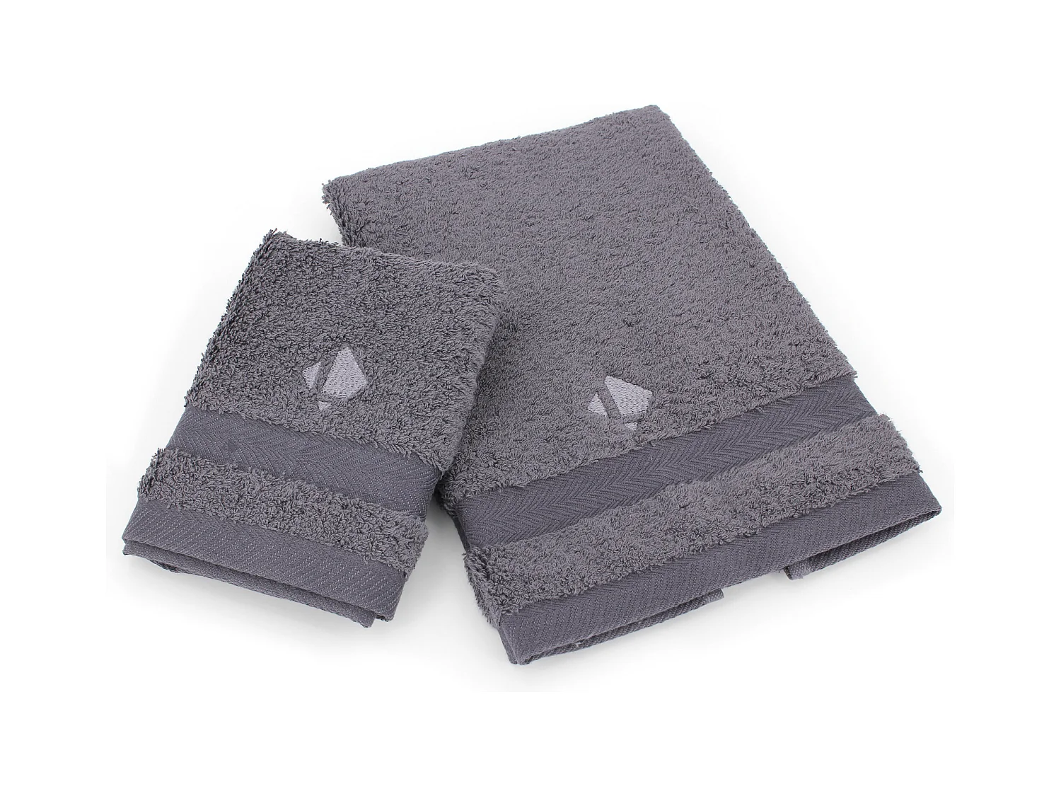 Lot ROYAL CRESENT Serviette 33x33cm et 40x60cm brodée Linnea gris Acier