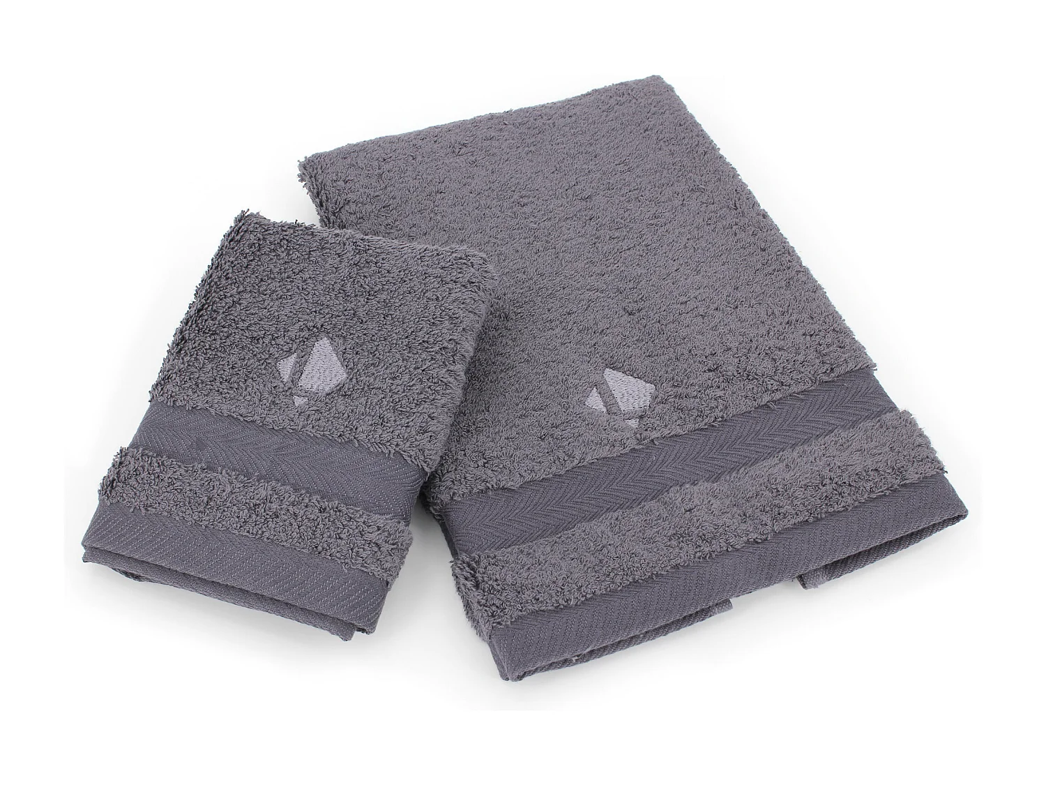 Lot ROYAL CRESENT Serviette 33x33cm et 40x60cm brodée Linnea gris Acier
