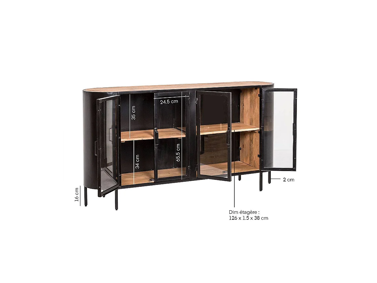 Buffet vitrine en métal Achille