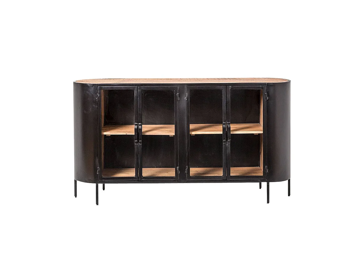 Buffet vitrina de metal Achille con 4 puertas de vidrio para un almacenamiento óptimo