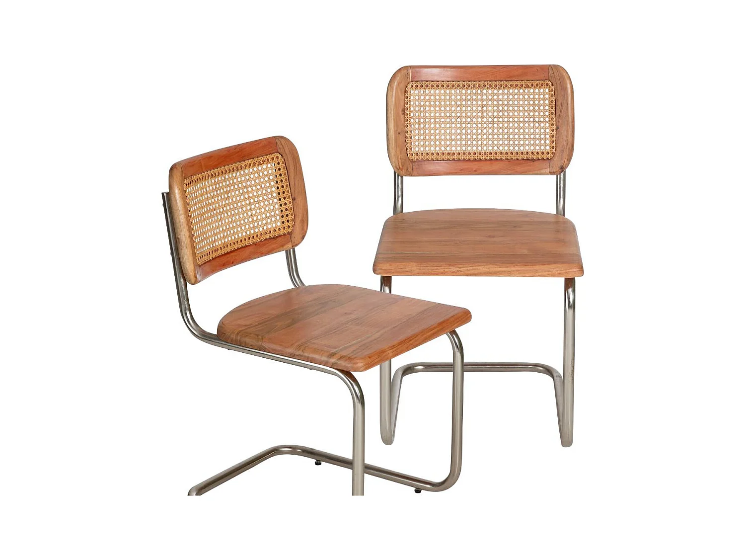 Chaise cantilever en bois d'acacia et cannage Prune (lot de 2)