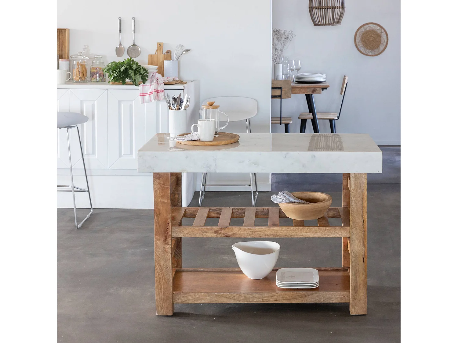 Billot en marbre et bois Louca