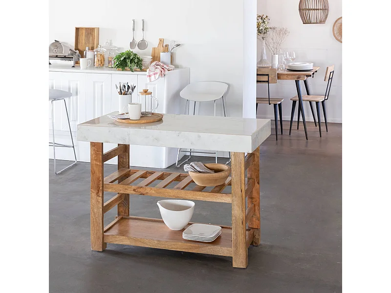 Billot en marbre et bois Louca