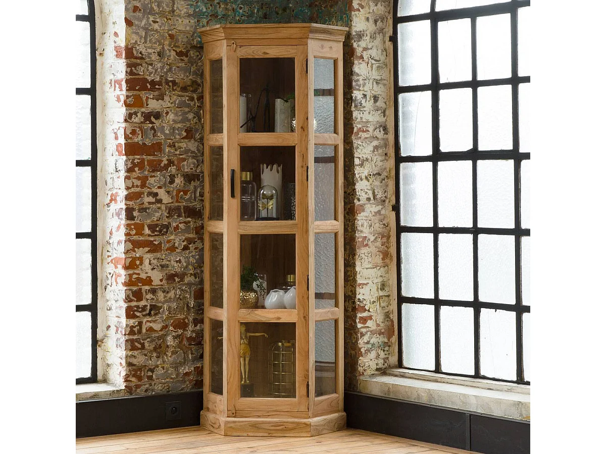 Vitrine d'angle en bois d'acacia Esmée