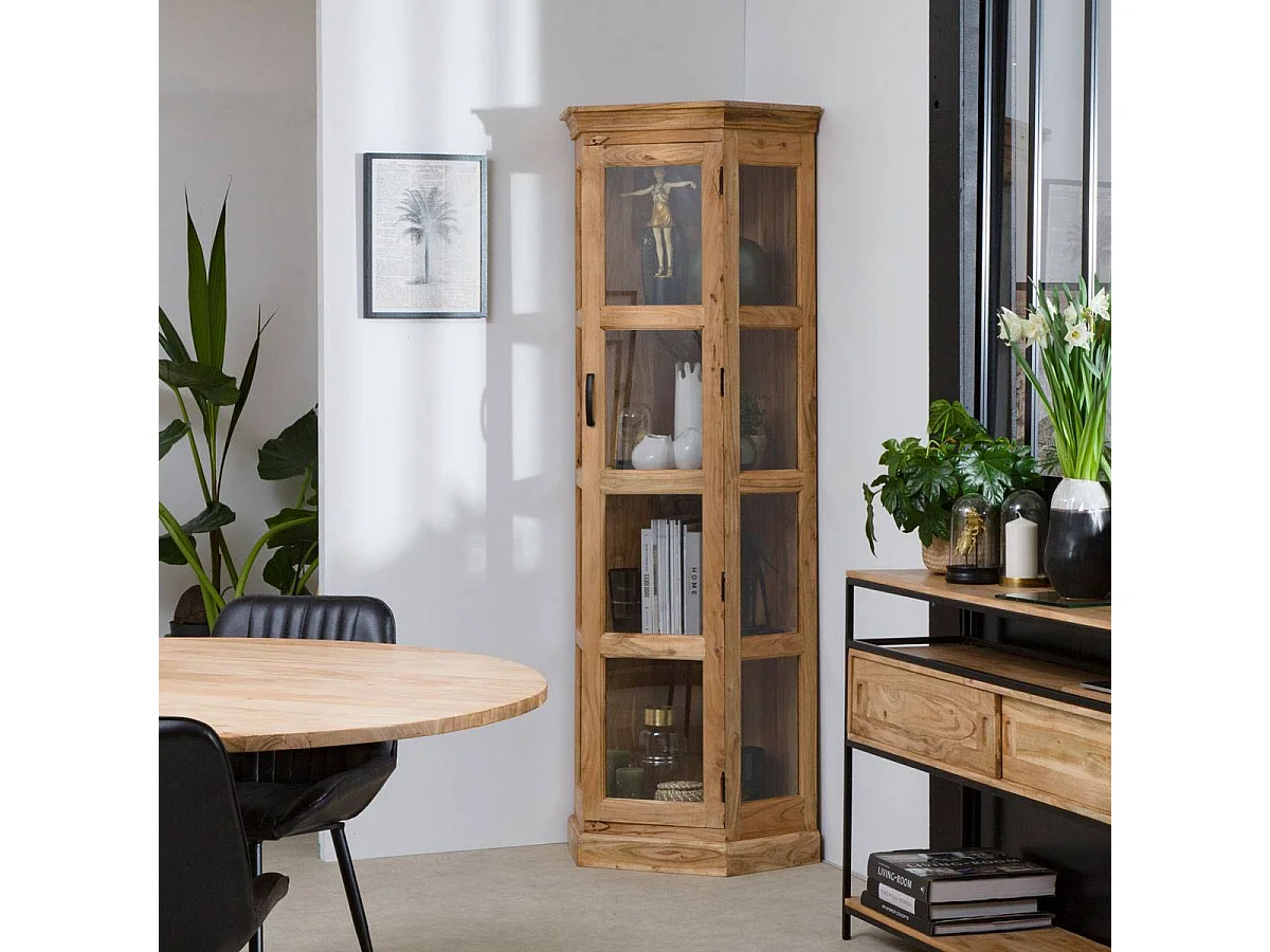 Vitrine d'angle en bois d'acacia Esmée