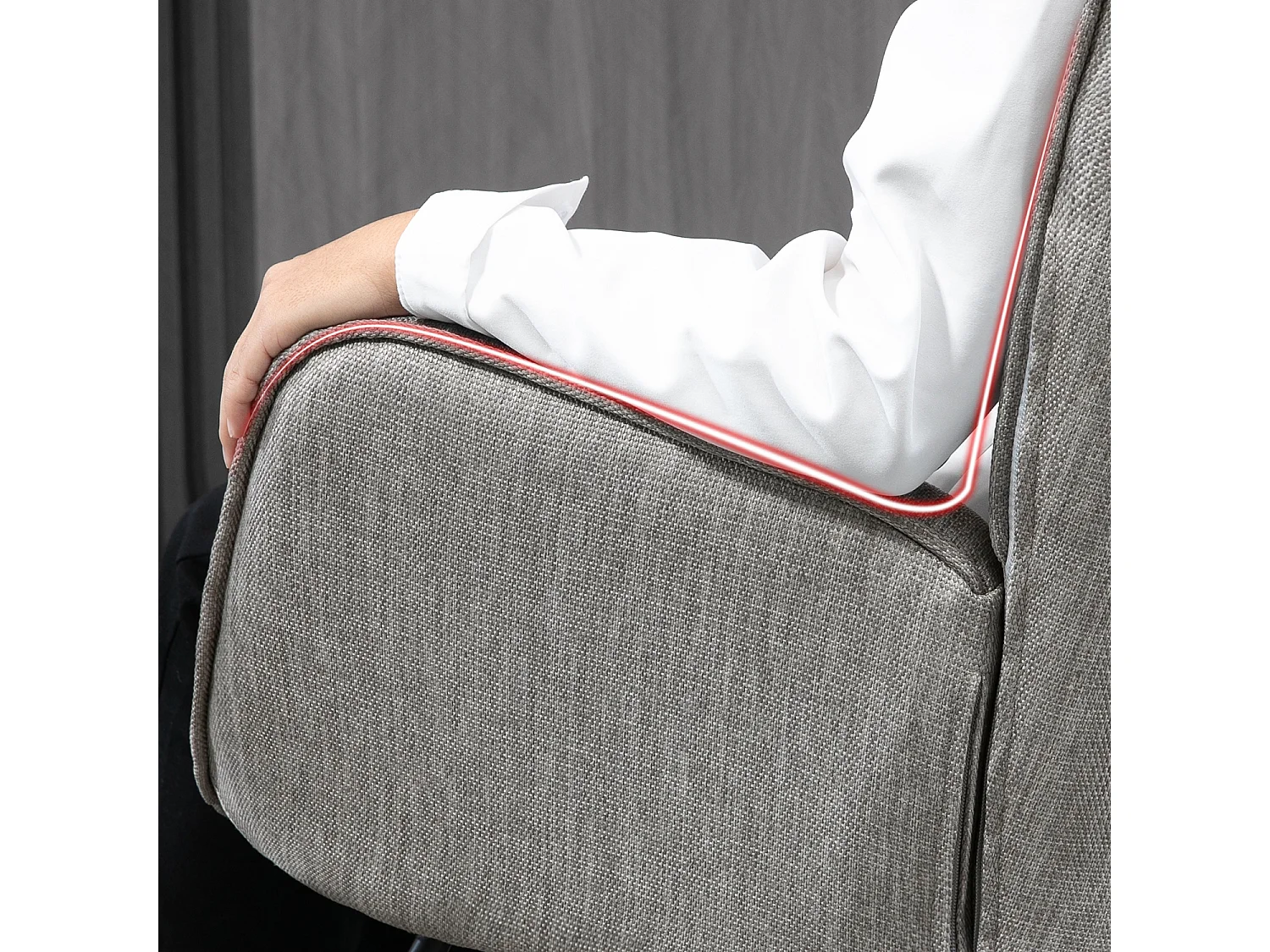 Fauteuil à bascule - Style Scandinave - Tissu gris clair - Pieds en véritable bois de hêtre