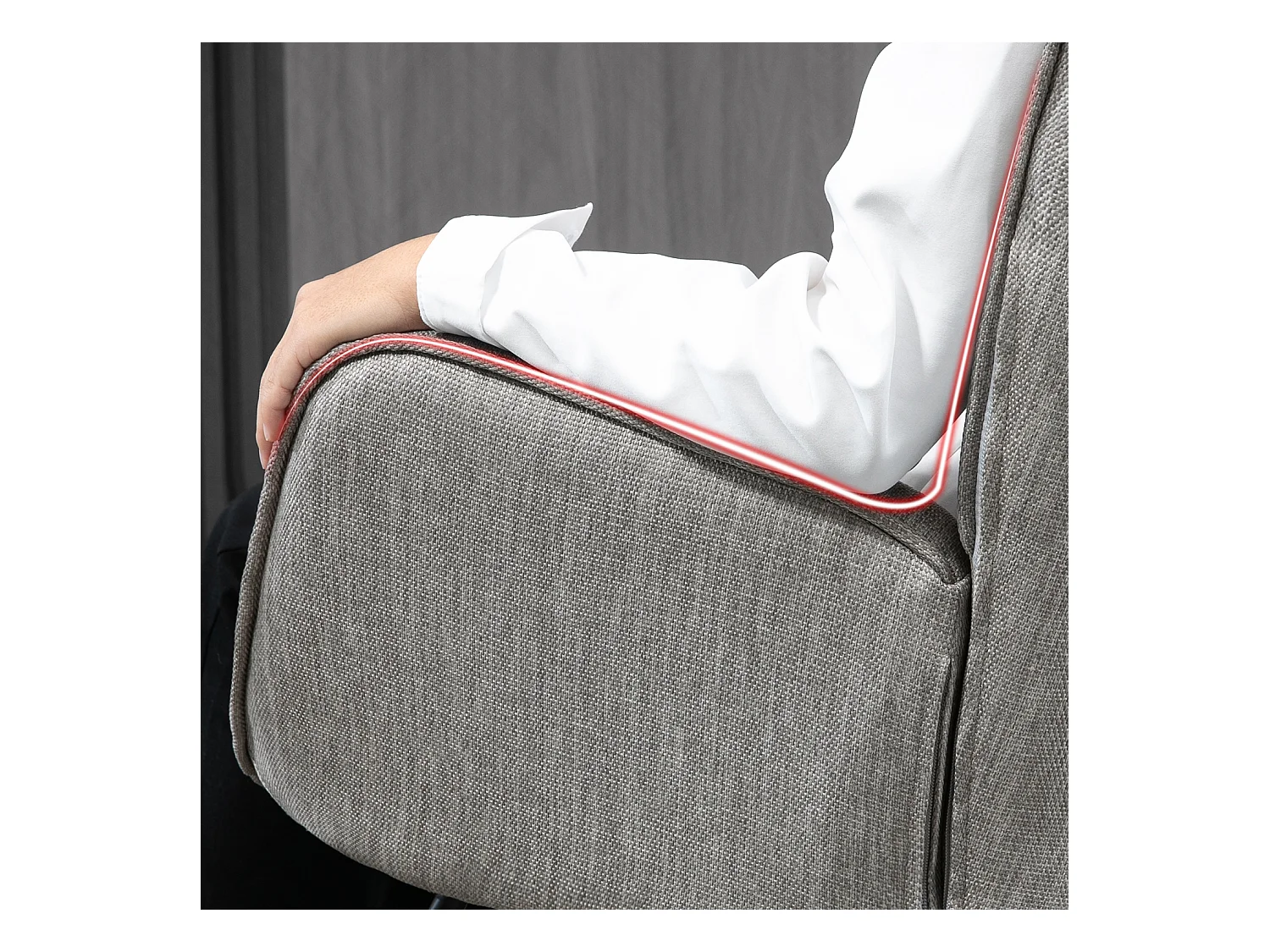 Fauteuil à bascule - Style Scandinave - Tissu gris clair - Pieds en véritable bois de hêtre