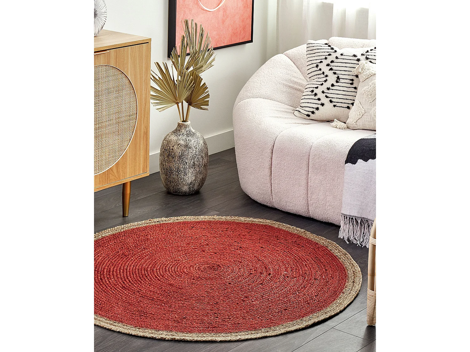 Tapis MENEMEN Corail ø 120 cm Jute
