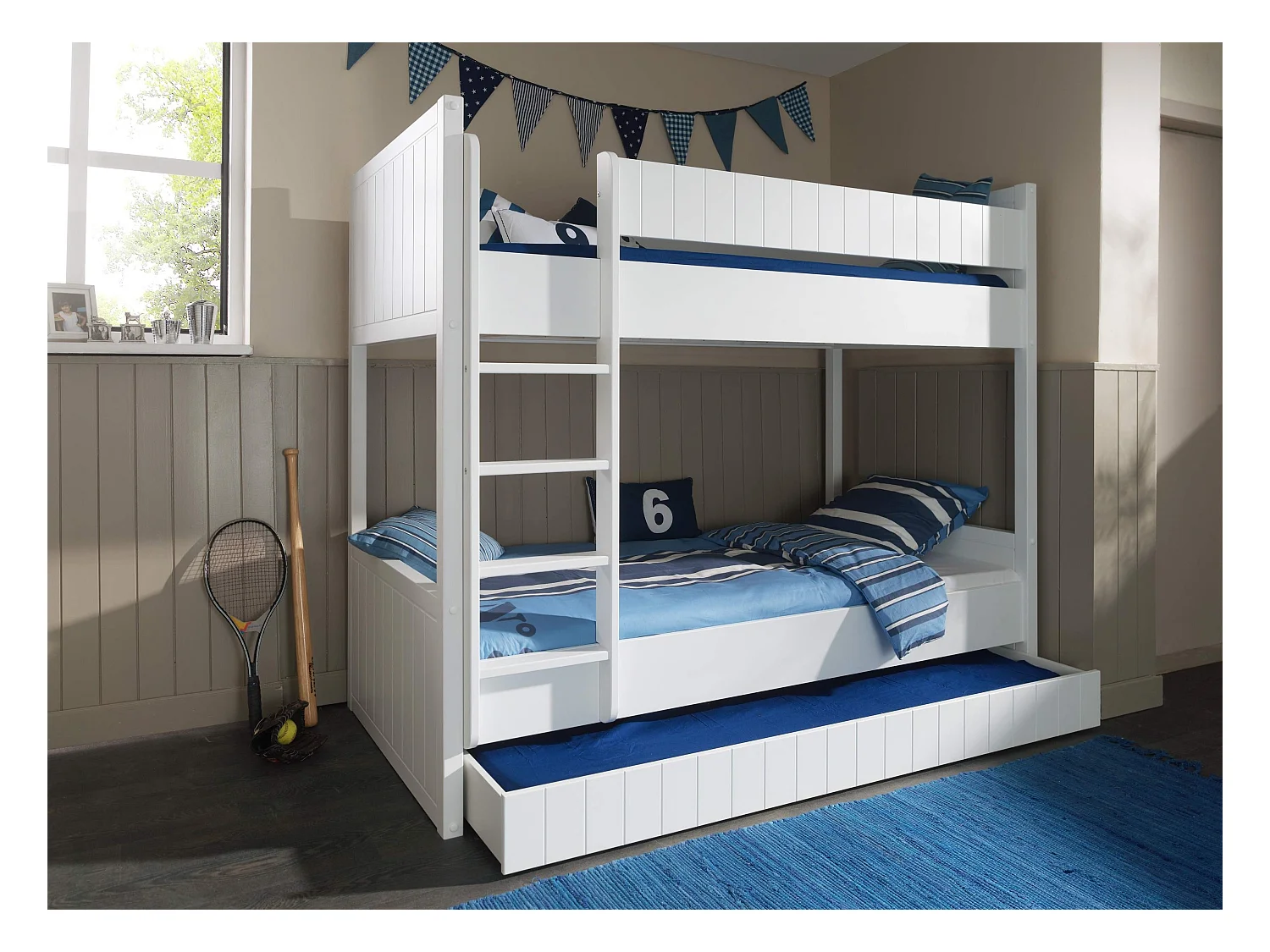 Litera 90x200 cm madera lacada blanca Robin