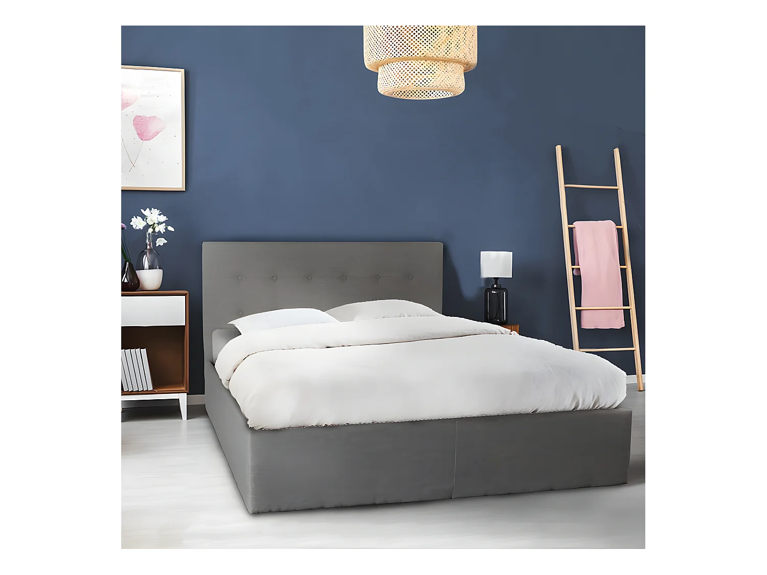 Lit coffre PARMA 140x190 + 1 sommier / Gris foncé