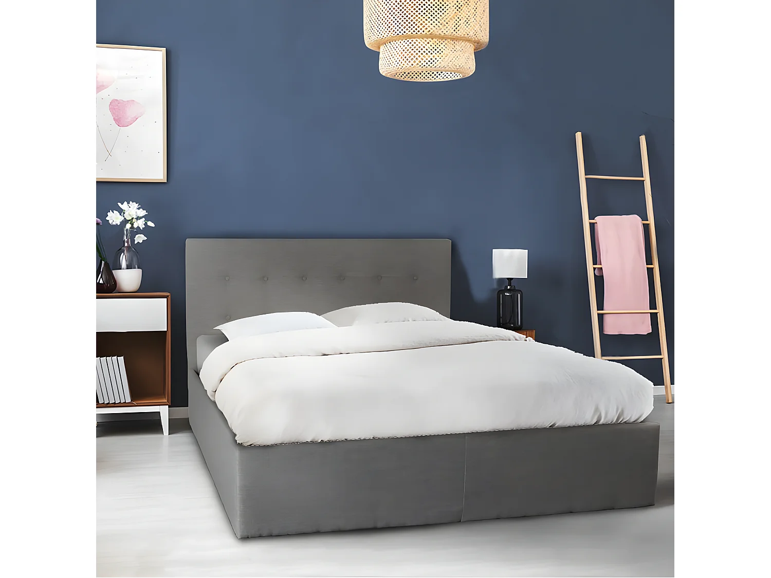 Lit coffre PARMA 140x190 + 1 sommier / Gris foncé