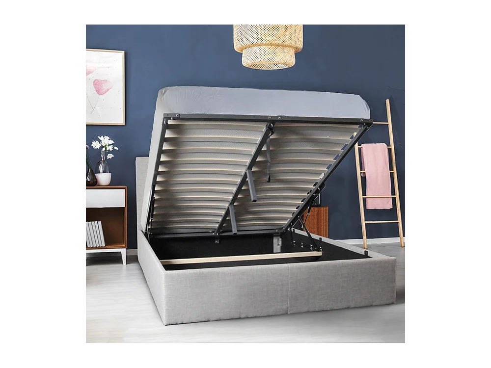 Lit coffre PARMA 140x190 + 1 sommier / Gris clair