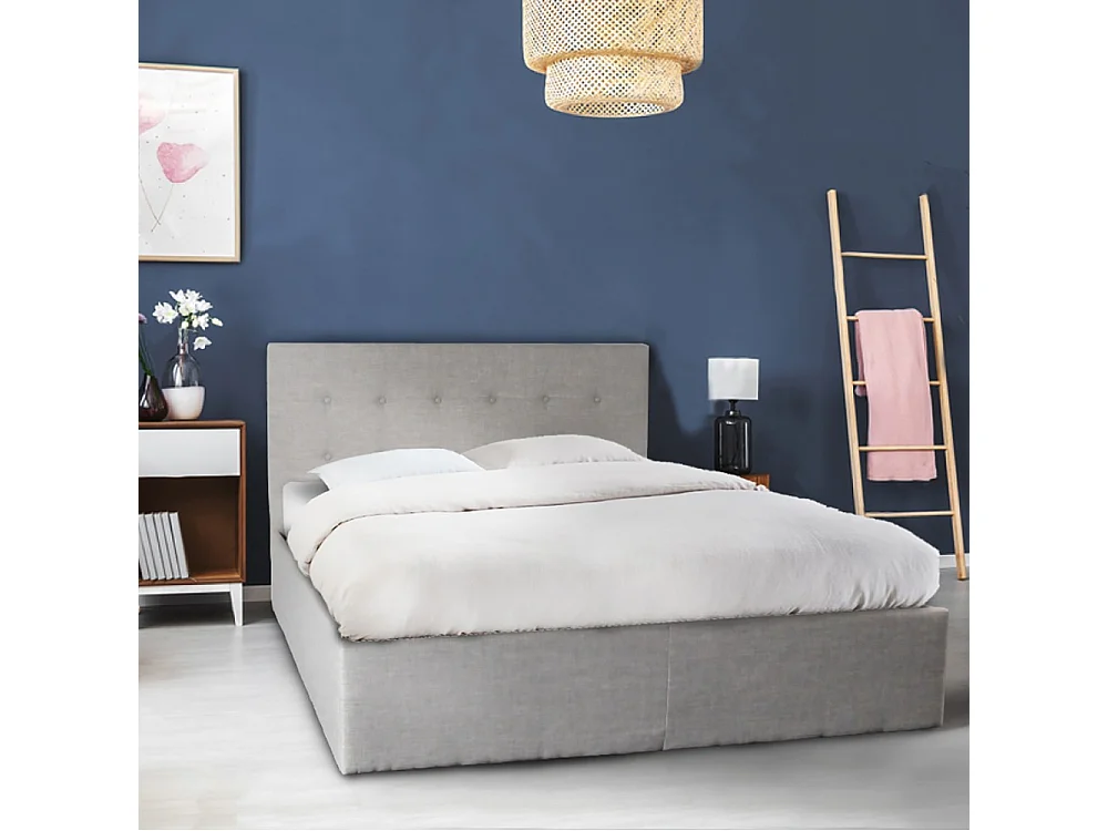 Lit coffre PARMA 140x190 + 1 sommier / Gris clair