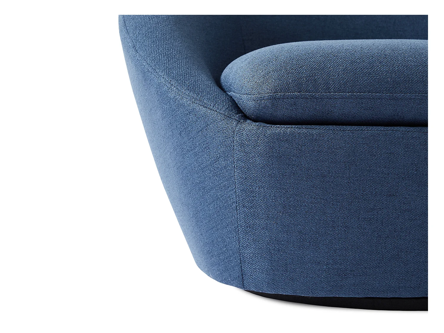 Fauteuil pivotant arrondi en tissu bleu LACARA II