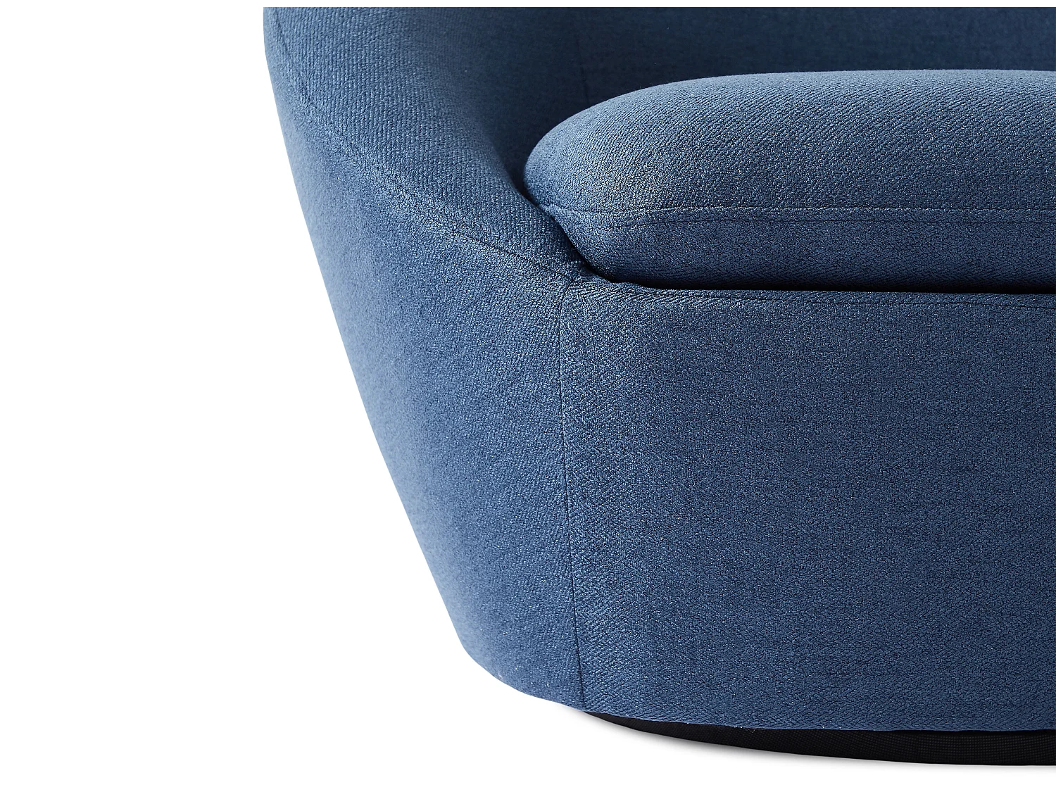 Fauteuil pivotant arrondi en tissu bleu LACARA II