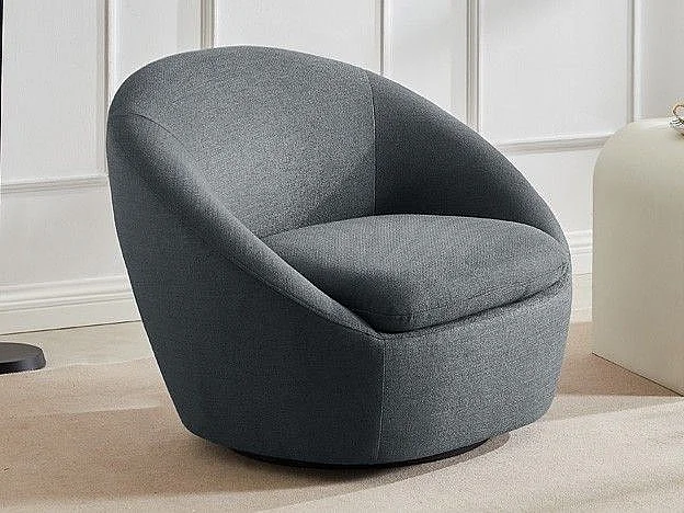Fauteuil pivotant arrondi en tissu gris LACARA II