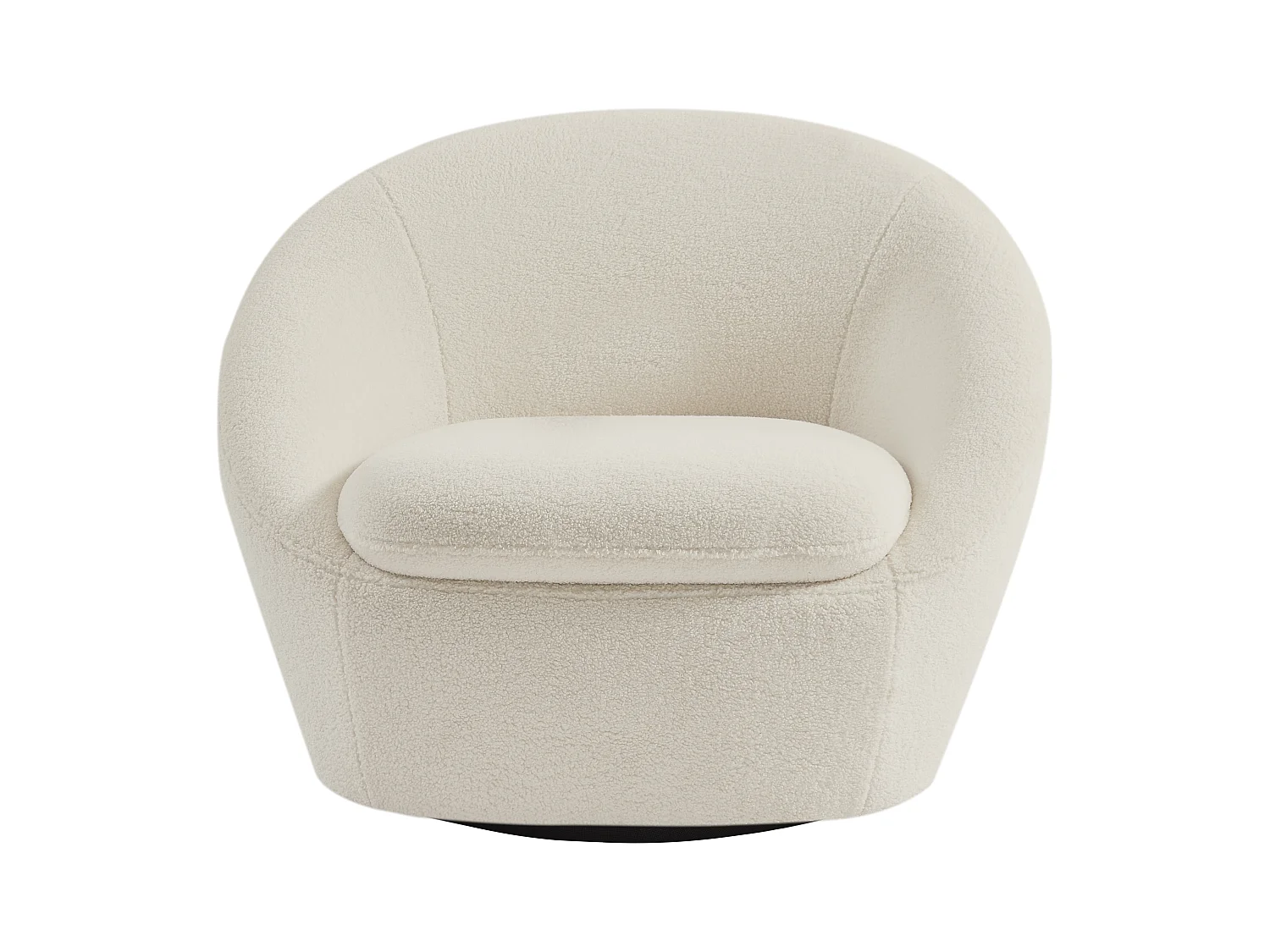 Fauteuil pivotant arrondi en tissu bouclette blanc LACARA