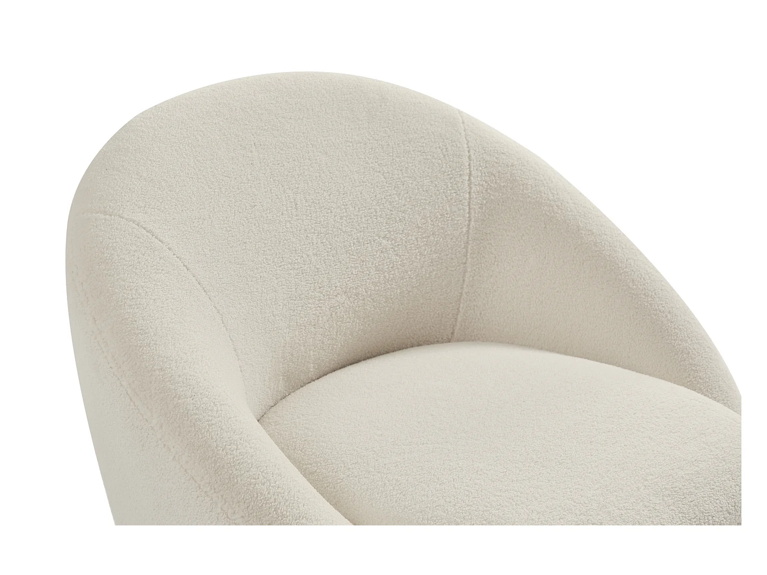 Fauteuil pivotant arrondi en tissu bouclette blanc LACARA