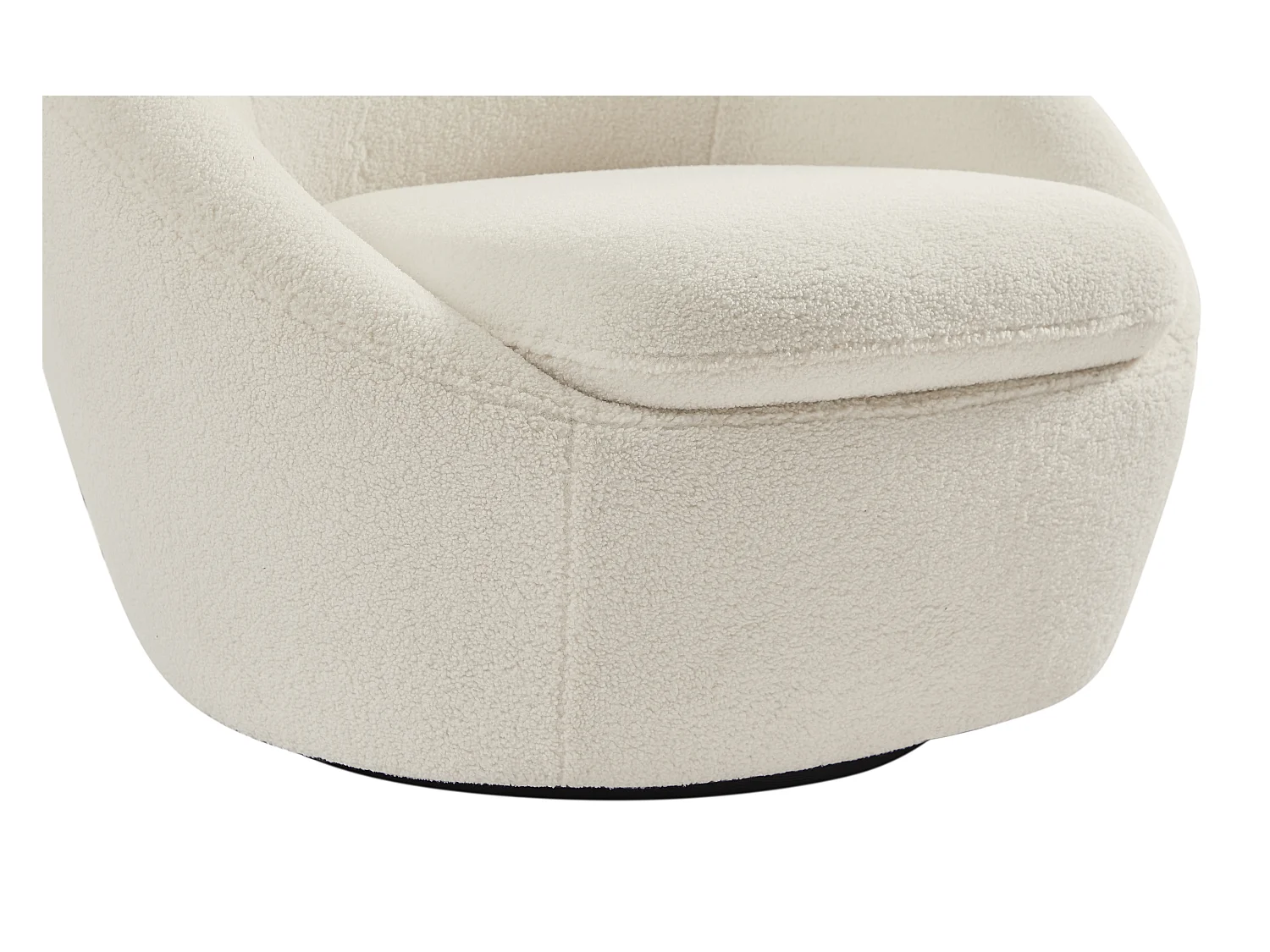 Fauteuil pivotant arrondi en tissu bouclette blanc LACARA