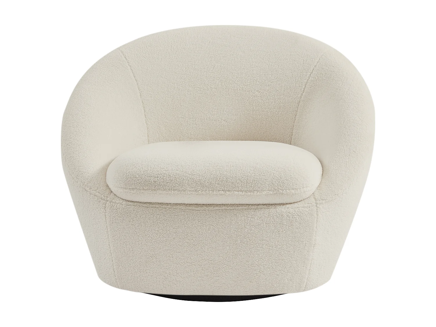 Fauteuil pivotant arrondi en tissu bouclette blanc LACARA