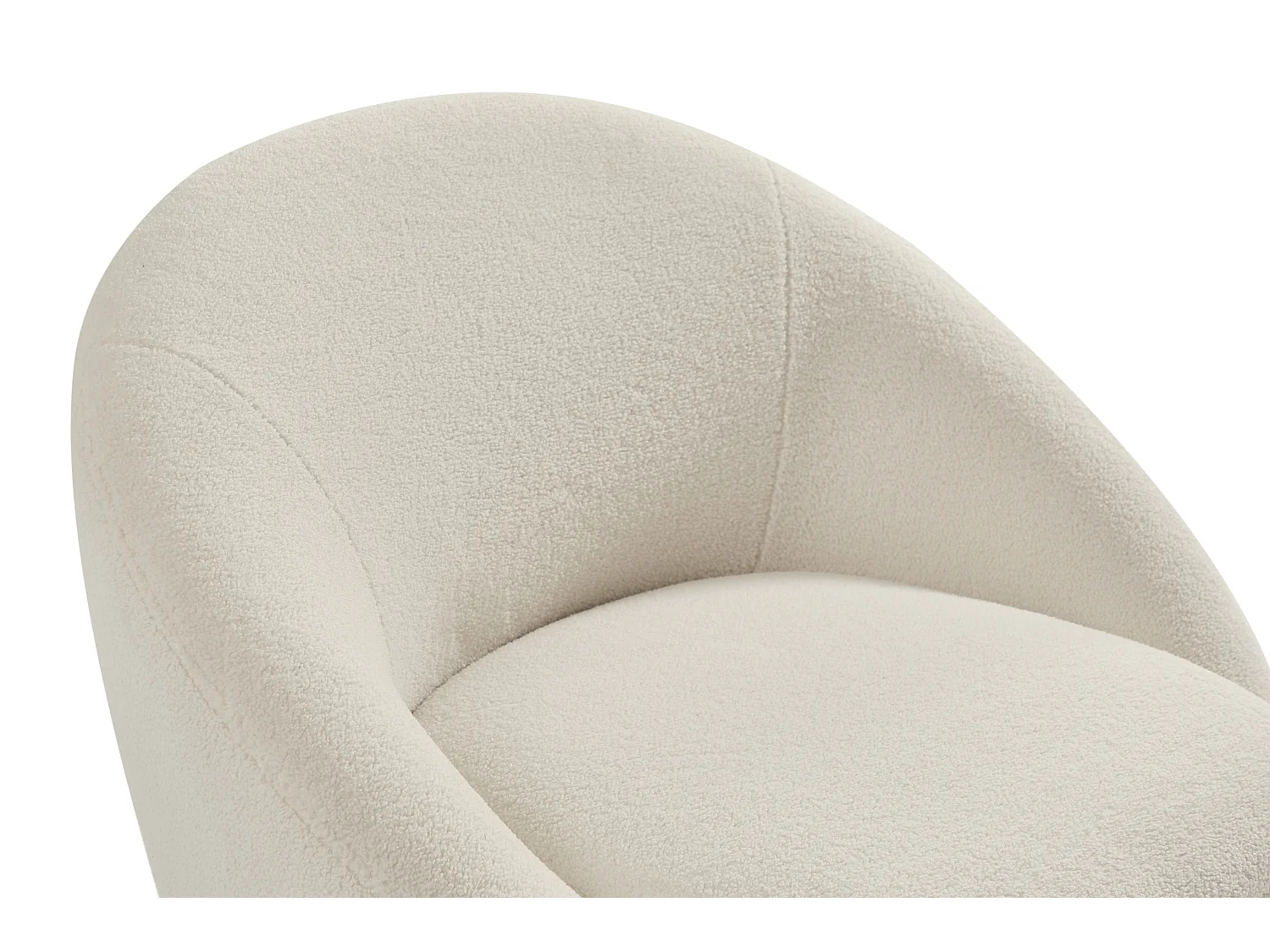 Fauteuil pivotant arrondi en tissu bouclette blanc LACARA