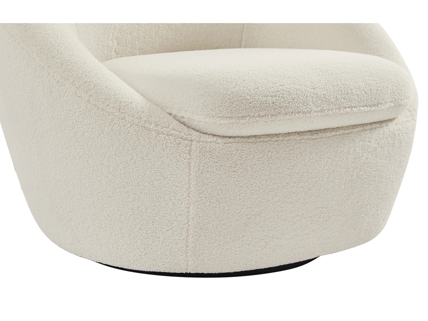 Fauteuil pivotant arrondi en tissu bouclette blanc LACARA