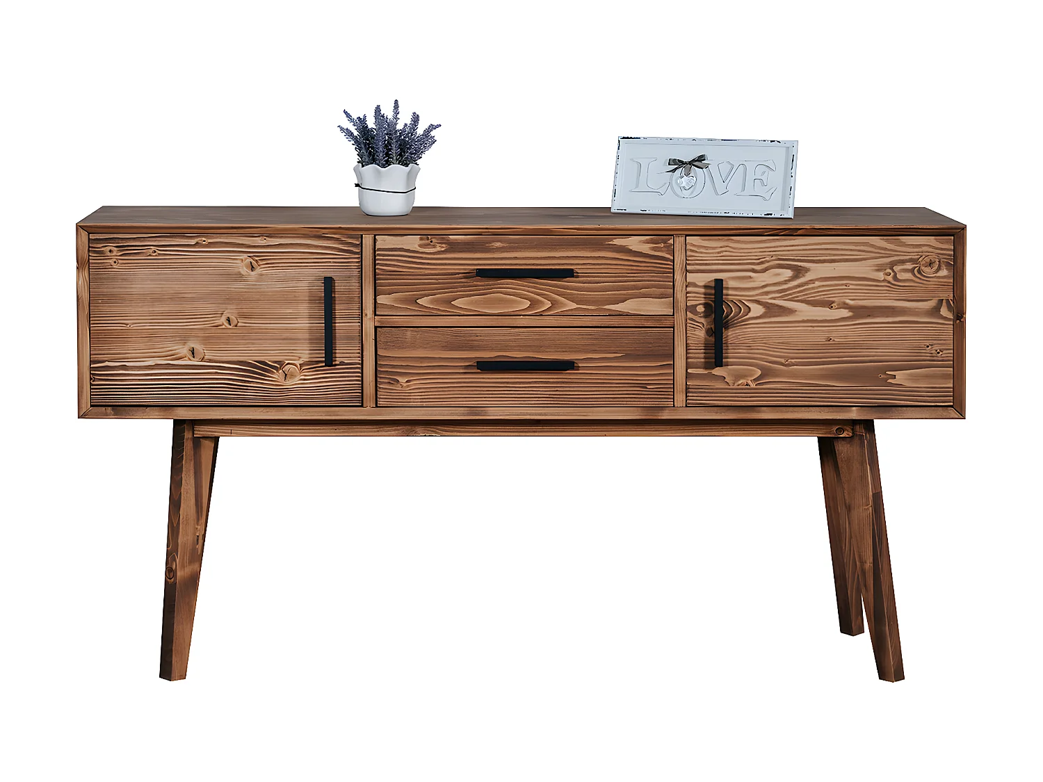 Consola 2 portas 2 gavetas Nostalgie madeira 80cm