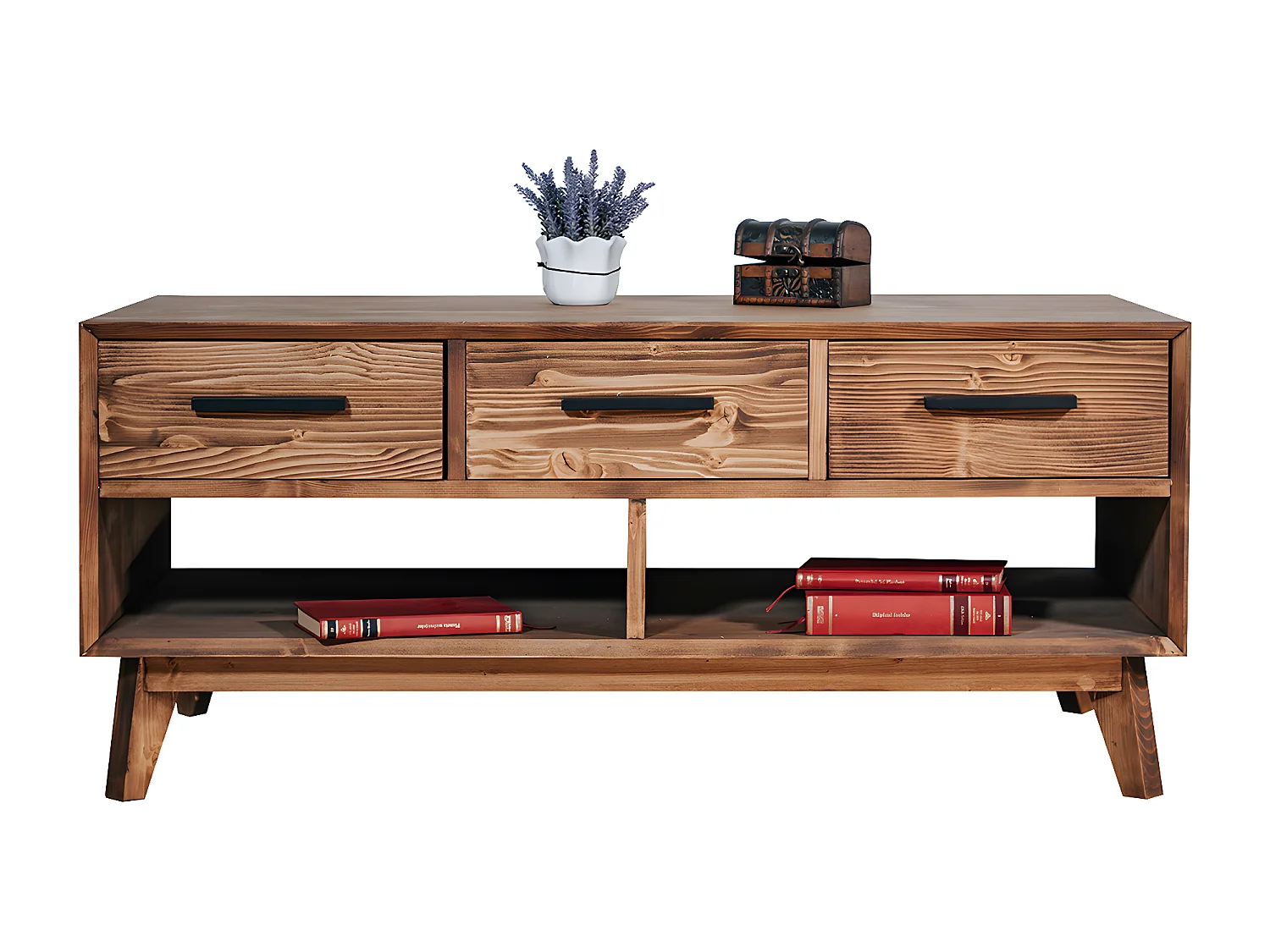 Table basse 3 tiroirs 2 niches Nostalgie - Bois